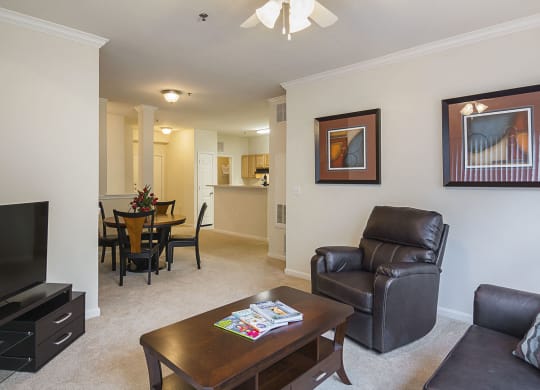 Furnished Living Room at Ultris Courthouse Square Apartments in Stafford, Virginia, VA