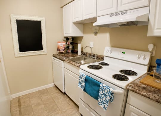 Kitchen with cabinets at Oakwood Apartments, Kentucky