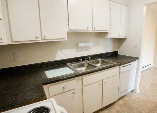 Kitchen with cabinets at Oakwood Apartments, Florence, Kentucky
