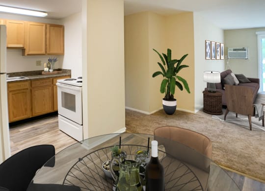 Kitchen And Living Area  at Barkley Ridge Apartments, Southgate, KY, 41071