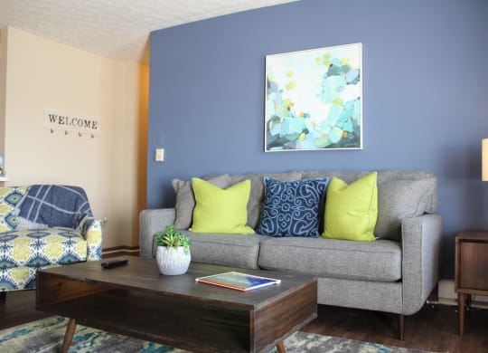 Living Area Sofa at Wyndemere Apartments, Franklin