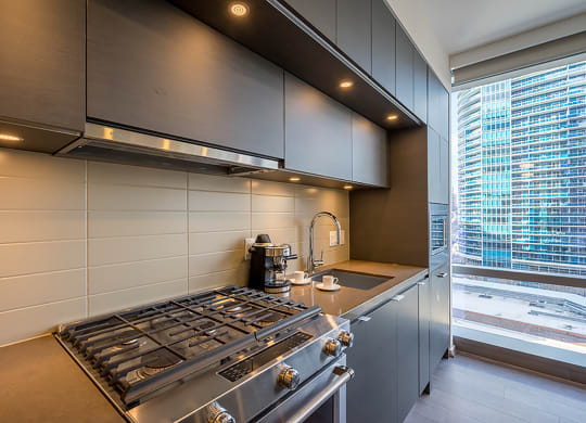 Quartz Countertops and Premium, Ceiling-Height Cabinetry