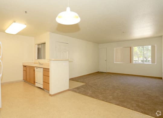 this is a photo of the kitchen and living room of a 560 square foot, 1 bedroom