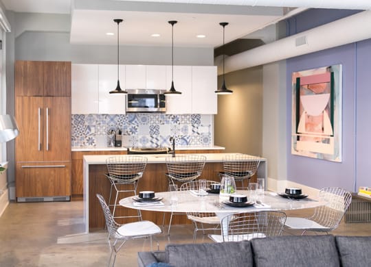Kitchen and dining area at Fourteen56, Detroit, 48226