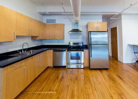 Fully Furnished Kitchen With Stainless Steel Appliances at 1525 Broadway, Detroit, MI, 48226