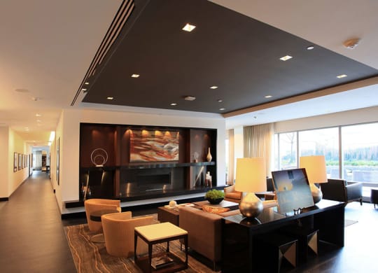 Lounge Area With Fireplace at The Benjamin Seaport Residences, Boston, 02210