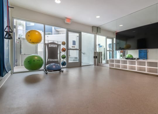 Fitness Center With Modern Equipment at Beverly Plaza Apartments, California