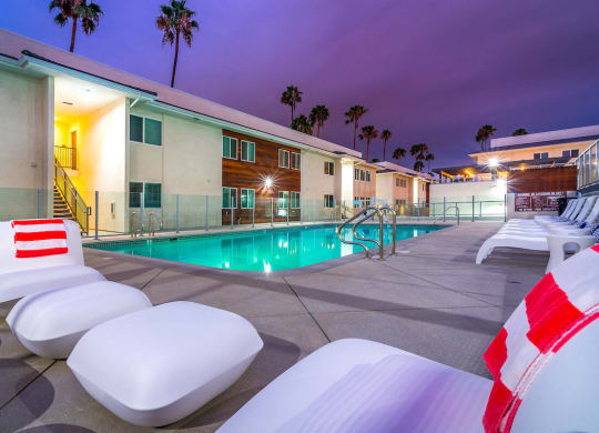 Night View Of Pool at Bixby Hill Apartments, Long Beach