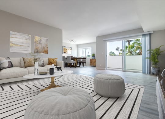Living Room Interior at Bixby Hill Apartments, Long Beach, CA