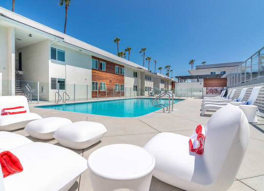 Poolside Lounge at Bixby Hill Apartments, Long Beach, California