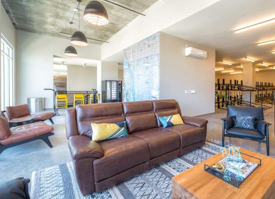 Seating area in bike lounge