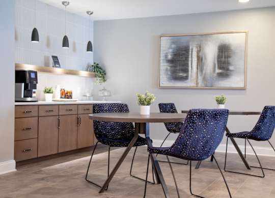 Coffee station in clubhouse at Governor Square Apartments, Carmel, Indiana