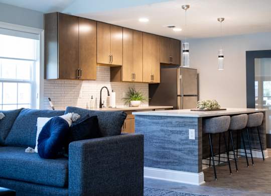 Clubhouse kitchen at Governor Square Apartments, Indiana, 46032