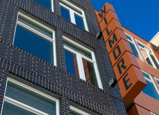 The Wilmore exterior with the Wilmore sign.