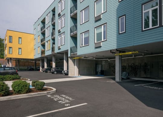 The Wilmore exterior with parking spots