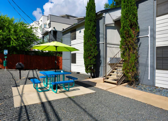 outdoor picnic area with grill