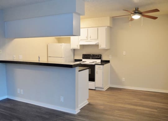 kitchen with a missing fridge