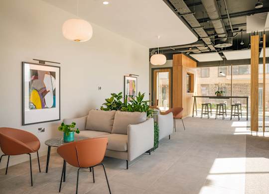 A modern living room with a sofa, chairs, and a potted plant at Cherrywood Apartments, D18 VY3V, DUBLIN 18
