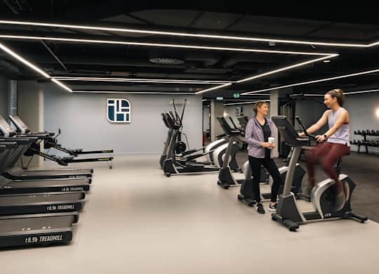 A gym with treadmills and elliptical machines at Cherrywood Apartments, D18 VY3V, DUBLIN 18