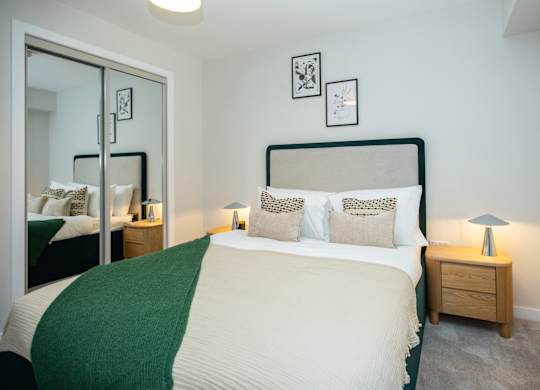 Minimal Bedroom at Emporium House Apartments, Reading, RG1 7NW
