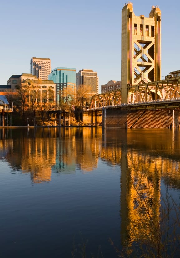 Sacramento Tower Bridge and city view