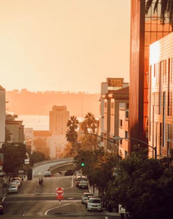 San Diego street and bay view