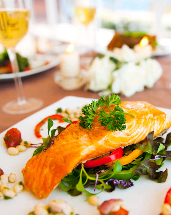 A plate of food at Burbank Gardens Apartments, Sherman Oaks