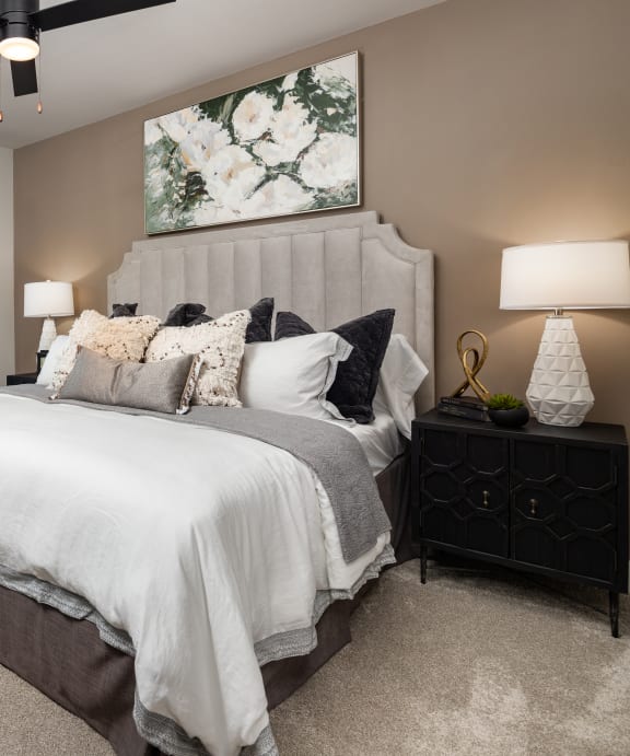 Modern Bedroom at The Flats at Southlawn Apartments, GA, 30046