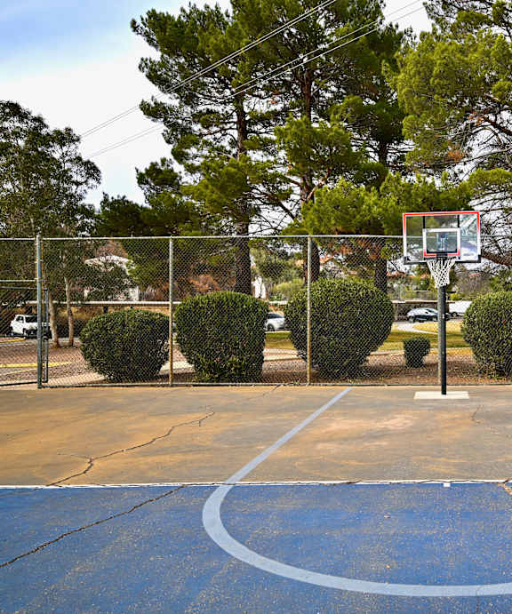 Fence with Sign outside basketball Court at Mountain Vista, Sierra Vista