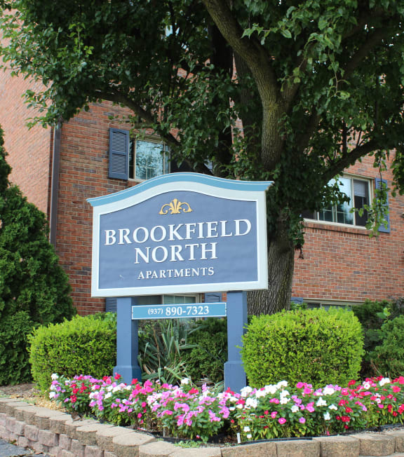 a sign that reads brookfield north apartments