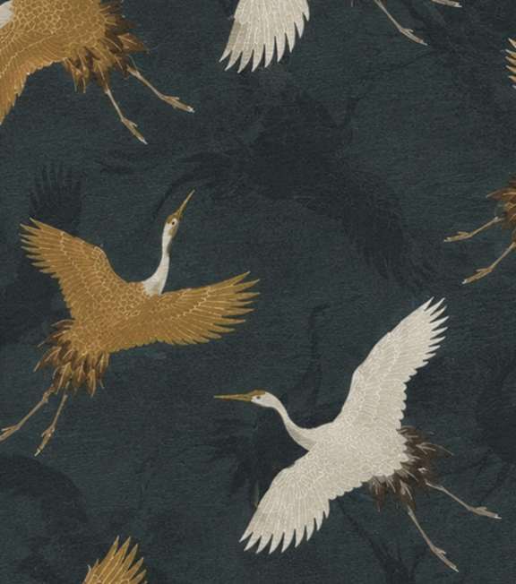 A pattern of birds in flight on a dark background