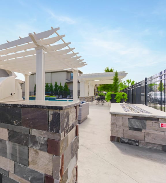 BBQ stations at Prairie Pines Townhomes, Kansas
