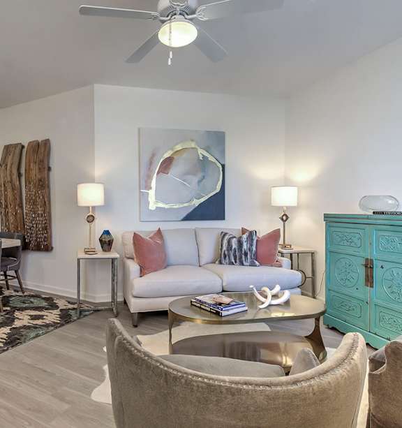 Living Area With Kitchen View at Residence at Tailrace Marina, North Carolina, 28120