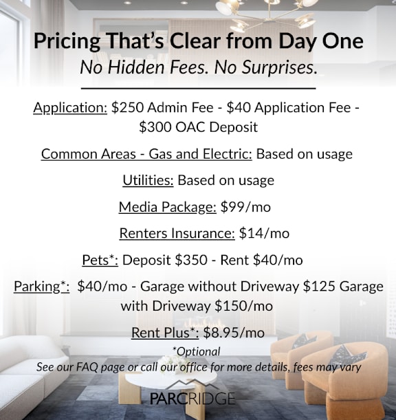 Parc Ridge Transparent Pricing