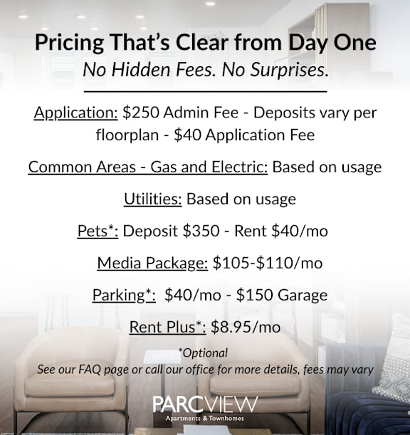 Parc View Transparent Pricing