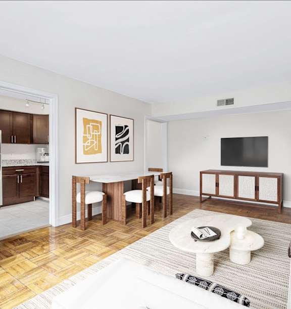 Living Room and Dining Table with chairs at Falkland Chase, Silver Spring, MD