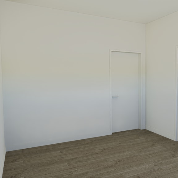 a room with two doors and carpeted flooring.