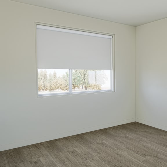 a room with two windows and a carpeted floor.