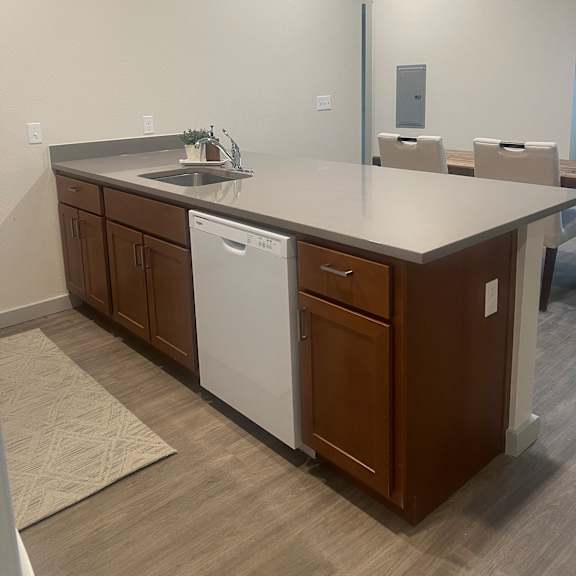 a view of the kitchen in a new home