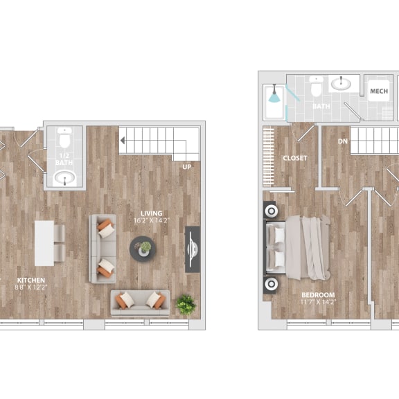 Thumbnail 1 of 2 2DU-A1 Floor Plan at Allied Harbor Point, Baltimore