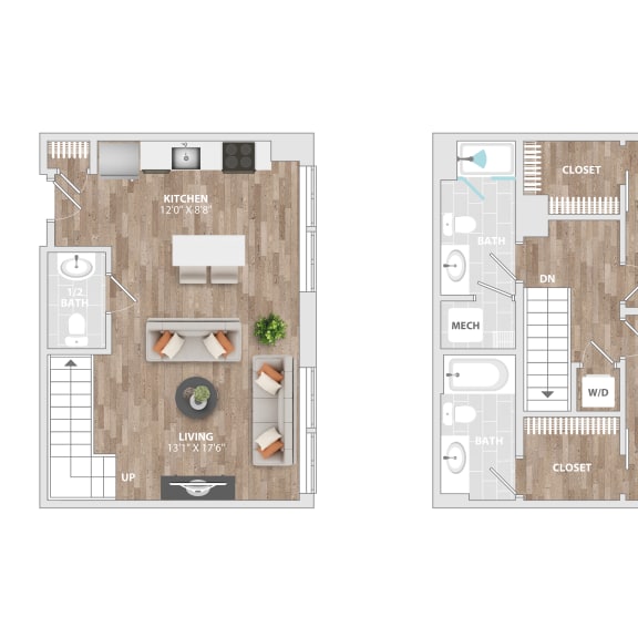 Thumbnail 1 of 2 2DU-B1 Floor Plan at Allied Harbor Point, Baltimore, MD, 21231