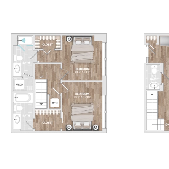 Thumbnail 1 of 2 2DU-B2 Floor Plan at Allied Harbor Point, Baltimore