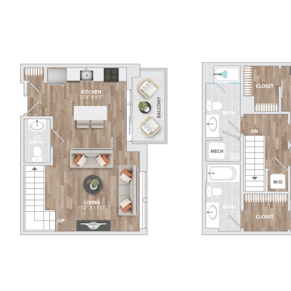 Thumbnail 1 of 2 2DU-B3 Floor Plan at Allied Harbor Point, Baltimore, MD