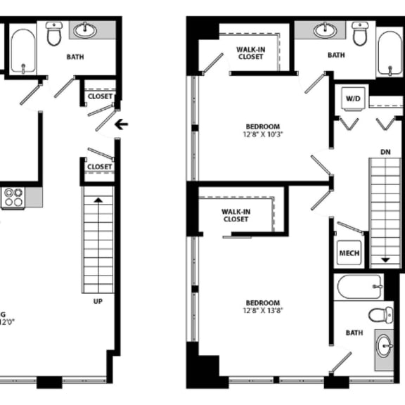 Thumbnail 2 of 2 Allied_3DU-C Floor Plan at Allied Harbor Point, Baltimore, MD