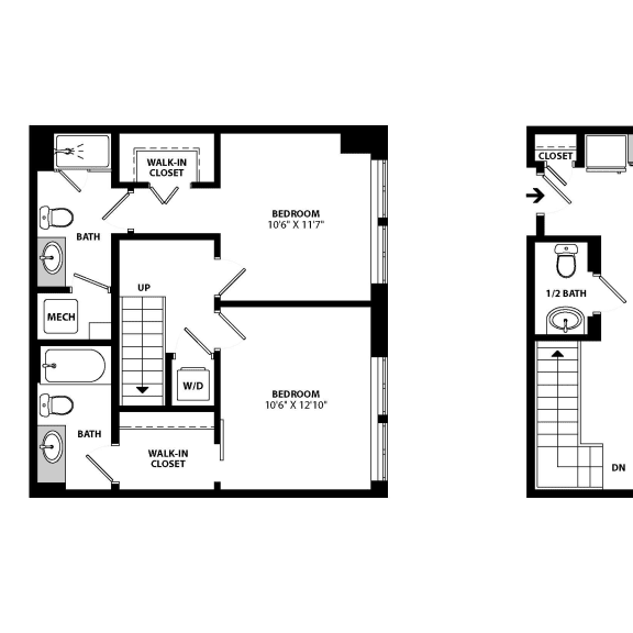 Thumbnail 2 of 2 B3BX Floor Plan at Allied Harbor Point, Baltimore, 21231