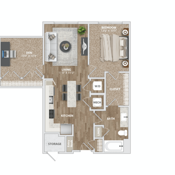 Thumbnail 2 of 2 A2 Den Floor Plan  at Preston Ridge, Cary, 27513