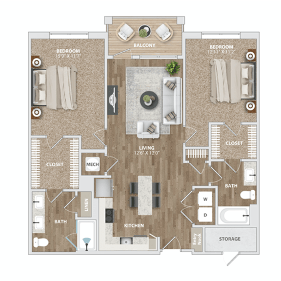 Thumbnail 1 of 16 B11 Floor Plan at Preston Ridge, Cary, NC