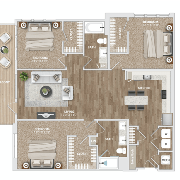 Thumbnail 1 of 9 C21 Floor Plan at Preston Ridge, Cary, 27513