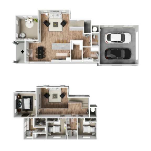 Thumbnail 1 of 3 3Bed 2Bath F Floor Plan at Vaseo Townhomes, Utah