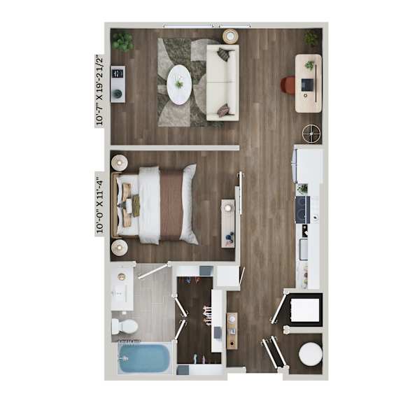 Thumbnail 1 of 2 Studio 1 bath S2A Floor Plan at The Sully, Virginia
